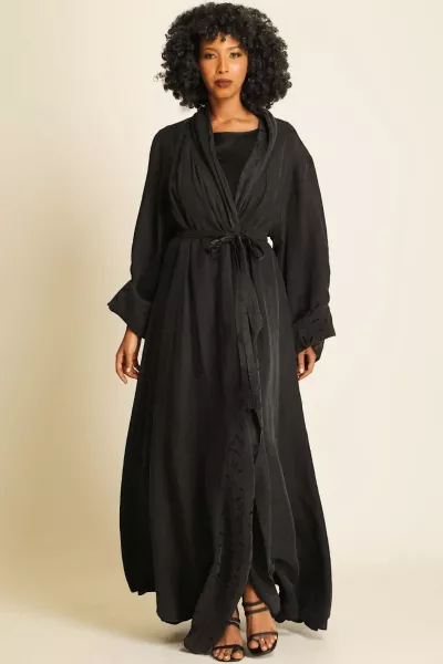 عباية دبل فيس سلك ثقيل أسود 085