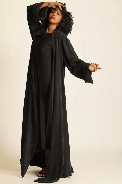 عباية دبل فيس سلك ثقيل أسود 085