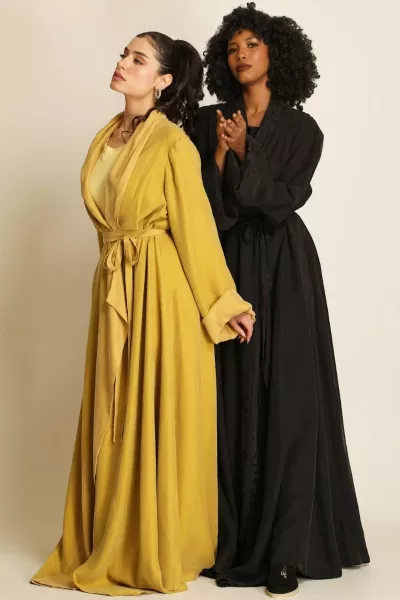 عباية دبل فيس سلك ثقيل أسود 085