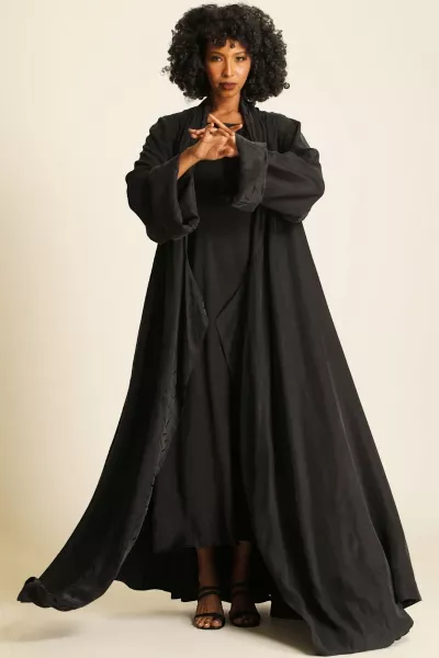 عباية دبل فيس سلك ثقيل أسود 085