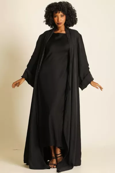 عباية دبل فيس سلك ثقيل أسود 085