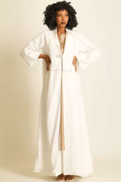 عباية لينين أوف وايت 079