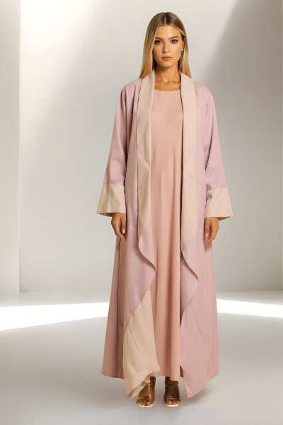 عباية دبل فيس بلون زهري مطفي 076 عباية دبل فيس بلون زهري مطفي 076