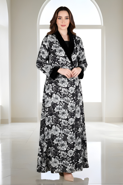 عباية 01062 عباية بليزر من قماش رايون مطبوع