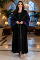 عباية 01050 كريب أسود غني الملمس مع جاكار