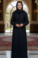 عباية كريب أسود مع جاكار 01011