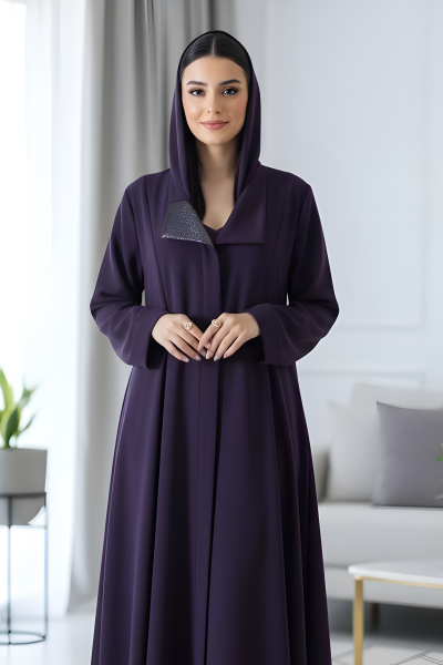 عباية كريب بنفسجي غامق فاخر 013