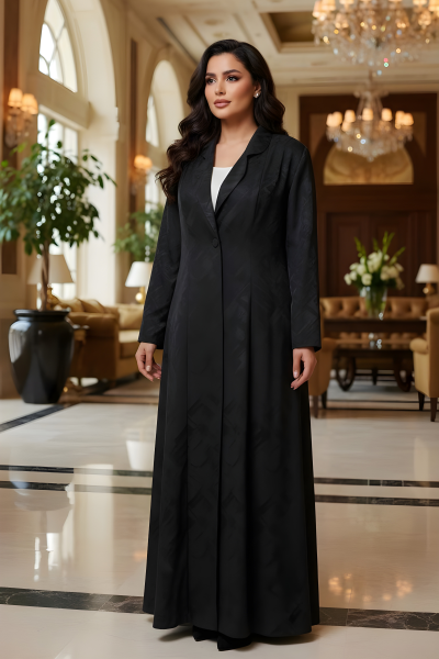 عباية سلك مع كريب ناعم لون رمادي فحمي 01081