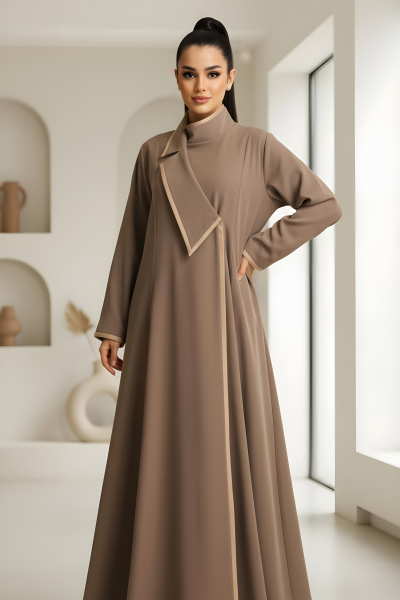 عباية كريب لون كاكي هادئ 065