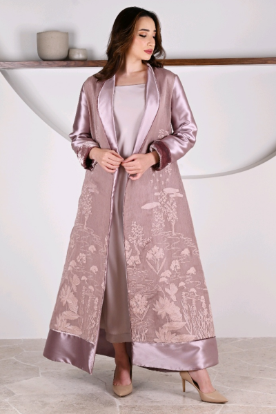 عباية 01048 فستان من قماش أورجانزا ميكونوس مطرز عباية 01048 فستان من قماش أورجانزا ميكونوس مطرز