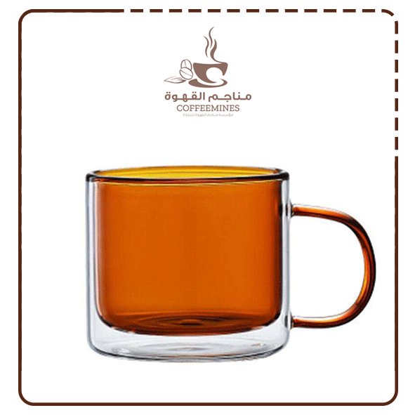 كوب عازل للحرارة بجدار زجاجي مزدوج ومقبض250 مل - MG031