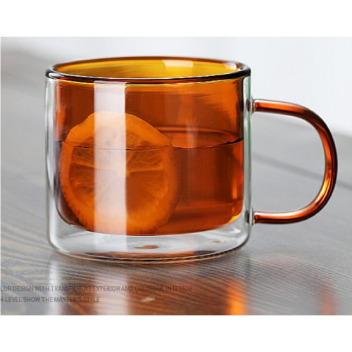 كوب عازل للحرارة بجدار زجاجي مزدوج ومقبض250 مل - MG031