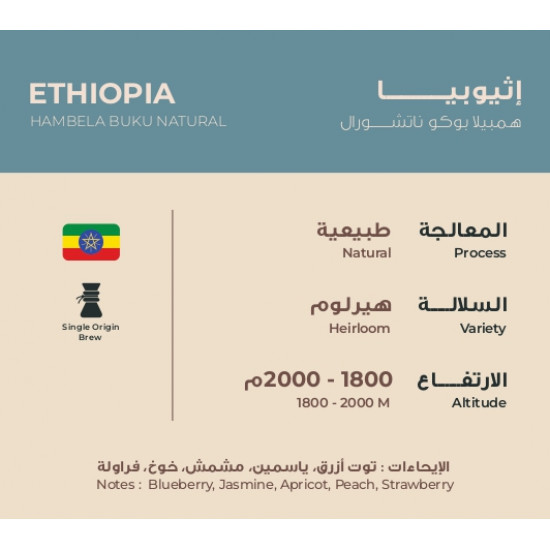 حبوب قهوة إثيوبيا همبيلا بوكو 250 ج حبوب قهوة إثيوبيا همبيلا بوكو 250 ج