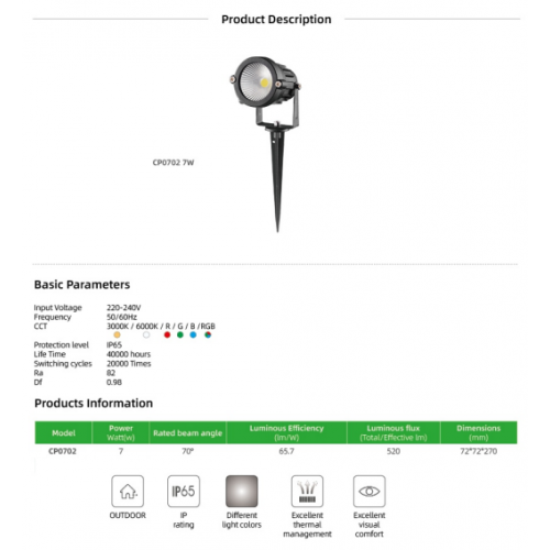 كشاف انارة خارجي غرس 7 وات 3000 كلفن