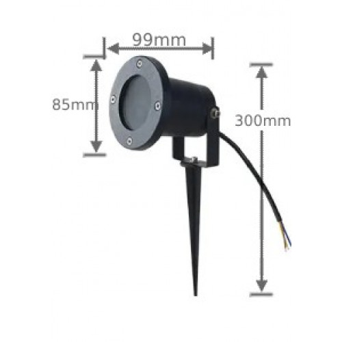 كشاف انارة خارجي غرس جسم أسود مع امكانية تركيب سبوت GU10