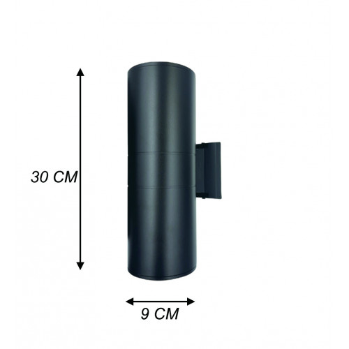 وحدة انارة سفلية علوية مقاس 300*90 أسود مع امكانية تركيب لمبات E27 عدد 2