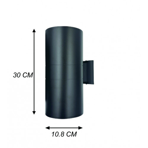 وحدة انارة سفلية علوية مقاس 300*108 أسود مع امكانية تركيب لمبات E27 عدد 2