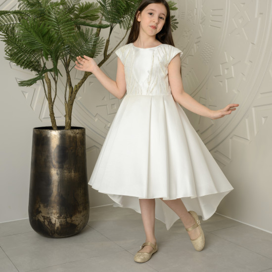 فستان بناتي سهرة ذيل بتصميم تطريز على الصدر - M3488