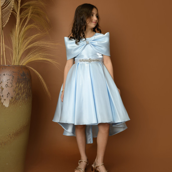 فستان سهرة بناتي مع فيونكة لبس على الكتف - M3481