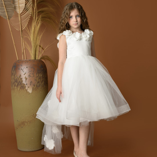 فستان بناتي سهرة ورد - M3574