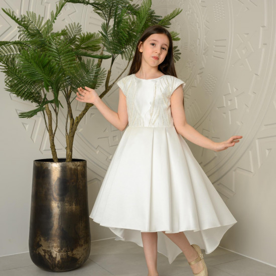 فستان بناتي سهرة ذيل بتصميم تطريز على الصدر - M3488