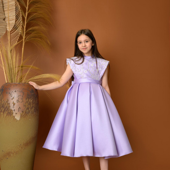 فستان بناتي سهرة 4 الوان بتصميم منفوش وتطريز ناعم - M3604