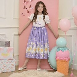 فستان بناتي زهرة عباد الشمس لونين - Mk23051b فستان بناتي زهرة عباد الشمس لونين - Mk23051b