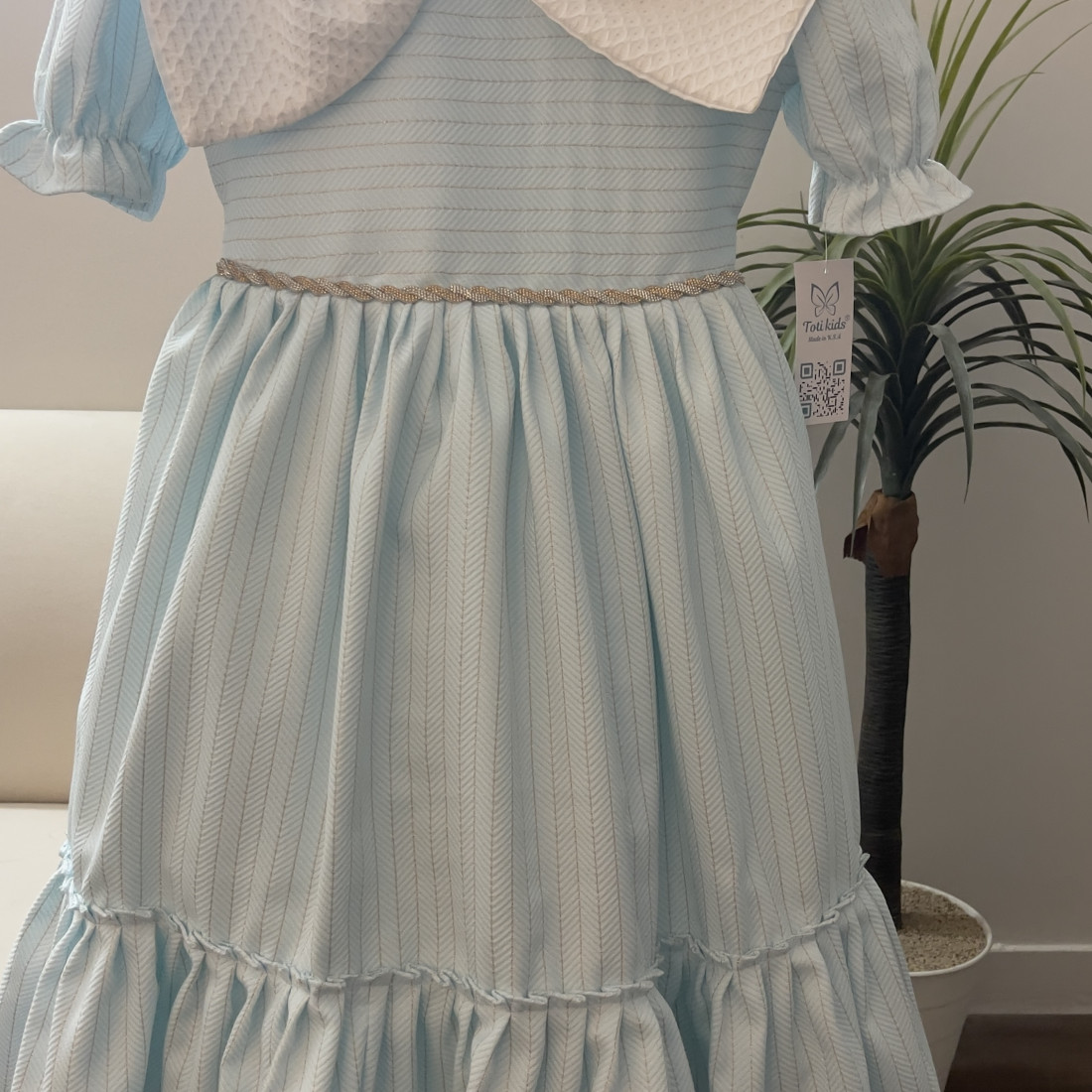 فستان بناتي سماوي دلعه بفيونكه - 928