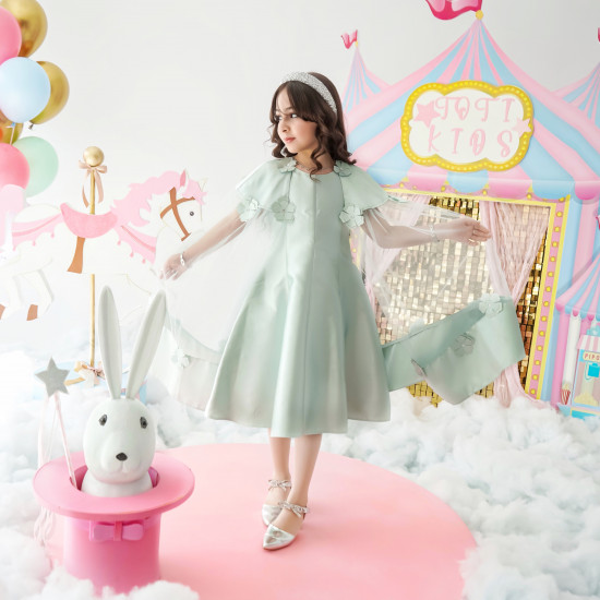 فستان بناتي فراشة تفاحي - m3626