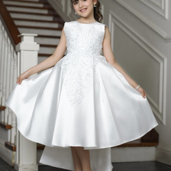 فستان سهرة بناتي بتطريز وذيل لإطلالة ملكية بلونين - 1033 فستان سهرة بناتي بتطريز وذيل لإطلالة ملكية بلونين - 1033