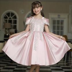 فستان بناتي بلونين مطرز بأكتاف | فستان سهرة للأفراح - M3624 فستان بناتي بلونين مطرز بأكتاف | فستان سهرة للأفراح - M3624