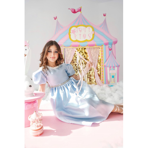 فستان بناتي سماوي للمناسبات | تصميم أميرات فاخر - 1041 فستان بناتي سماوي للمناسبات | تصميم أميرات فاخر - 1041