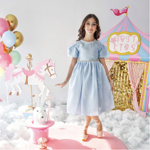 فستان بناتي سماوي للمناسبات | تصميم أميرات فاخر - 1041 فستان بناتي سماوي للمناسبات | تصميم أميرات فاخر - 1041