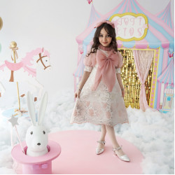 فستان بناتي ترتر وفيونكة بذيل على الاكتاف من الخلف - 989