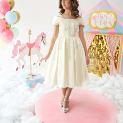 فستان بناتي بلونين مطرز بأكتاف | فستان سهرة للأفراح - M3624 فستان بناتي بلونين مطرز بأكتاف | فستان سهرة للأفراح - M3624