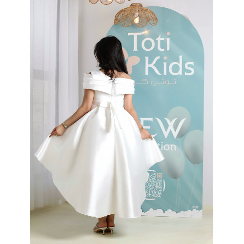 فستان بناتي أبيض أوف شولدر | فستان هاي لو للأفراح - M3750 فستان بناتي أبيض أوف شولدر | فستان هاي لو للأفراح - M3750