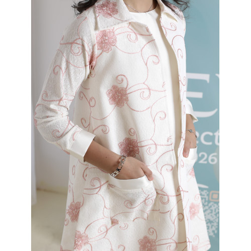 طقم فستان وجاكيت بناتي بجيوب | تصميم مورد فاخر للمناسبات - 1046 طقم فستان وجاكيت بناتي بجيوب | تصميم مورد فاخر للمناسبات - 1046