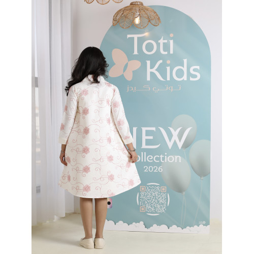 طقم فستان وجاكيت بناتي بجيوب | تصميم مورد فاخر للمناسبات - 1046 طقم فستان وجاكيت بناتي بجيوب | تصميم مورد فاخر للمناسبات - 1046