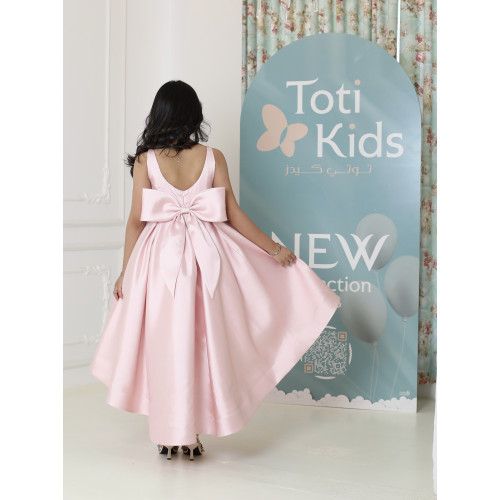 فستان بناتي بلونين هاي لو | تصميم بفيونكة خلفية ضخمة - M3764 فستان بناتي بلونين هاي لو | تصميم بفيونكة خلفية ضخمة - M3764