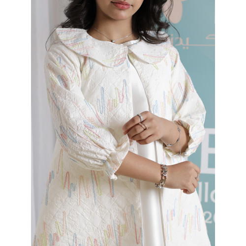 طقم فستان وجاكيت بناتي بجيوب | تصميم مورد فاخر للمناسبات - 1111 طقم فستان وجاكيت بناتي بجيوب | تصميم مورد فاخر للمناسبات - 1111