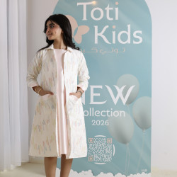 طقم فستان وجاكيت بناتي بجيوب | تصميم مورد فاخر للمناسبات - 1112 طقم فستان وجاكيت بناتي بجيوب | تصميم مورد فاخر للمناسبات - 1112