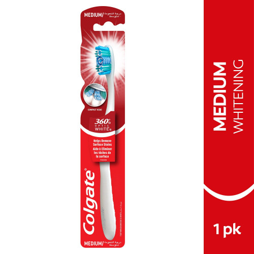 كولجيت فرشاة اسنان 360 تبييض متوسطة النعومة كولجيت فرشاة اسنان 360 تبييض متوسطة النعومة
