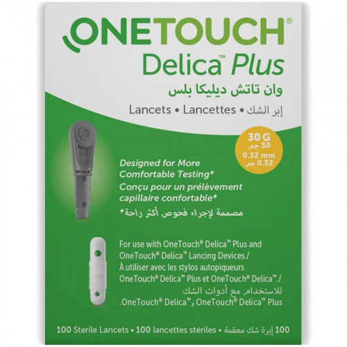 وان تاتش ديليكا بلس إبر معقمة للشك 100 إبرة وان تاتش ديليكا بلس إبر معقمة للشك 100 إبرة