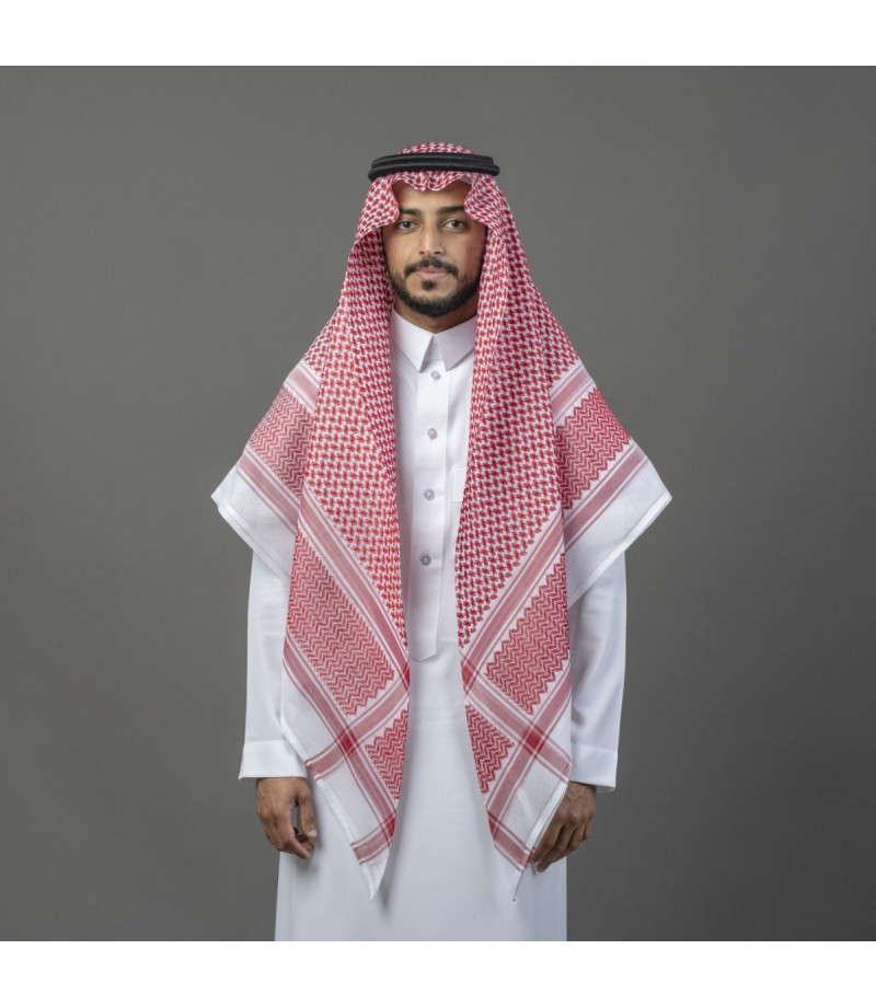 شماغ بيسك إنجليزي أحمر غامق - أناقة وجودة عالية شماغ بيسك إنجليزي أحمر غامق - أناقة وجودة عالية