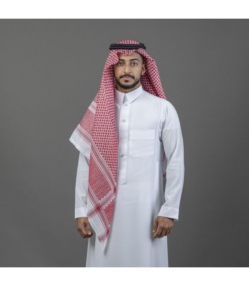 شماغ بيسك إنجليزي أحمر غامق - أناقة وجودة عالية شماغ بيسك إنجليزي أحمر غامق - أناقة وجودة عالية