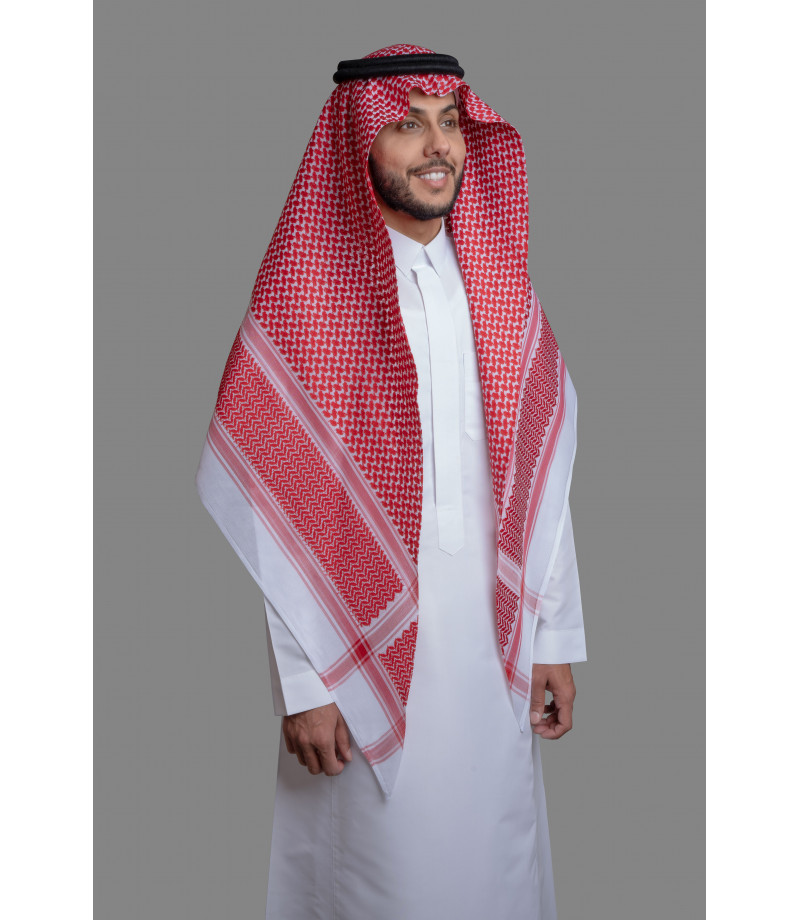 شماغ البسام بصمة أحمر مميز إنجليزي – قطن فاخر شماغ البسام بصمة أحمر مميز إنجليزي – قطن فاخر