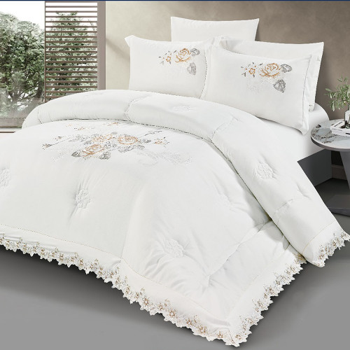 مفرش سرير 6 قطع نفرين ابيض