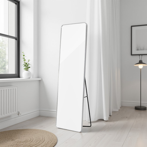مرآة استاند عصرية بإطار فضي 170×60 سم مرآة استاند عصرية بإطار فضي 170×60 سم
