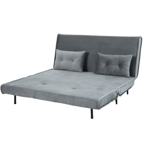 كنبة قابلة للتعديل إلى سرير مخمل رمادي غامق