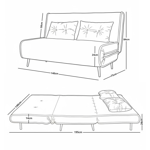 كنبة قابلة للتعديل إلى سرير مخمل رمادي غامق